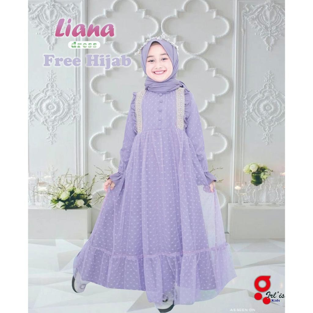 PARXETSHOP  Gamis Anak Perempuan Meliana 2-11thn / Gamis Brukat / Baju Muslim Anak Perempuan / Baju 