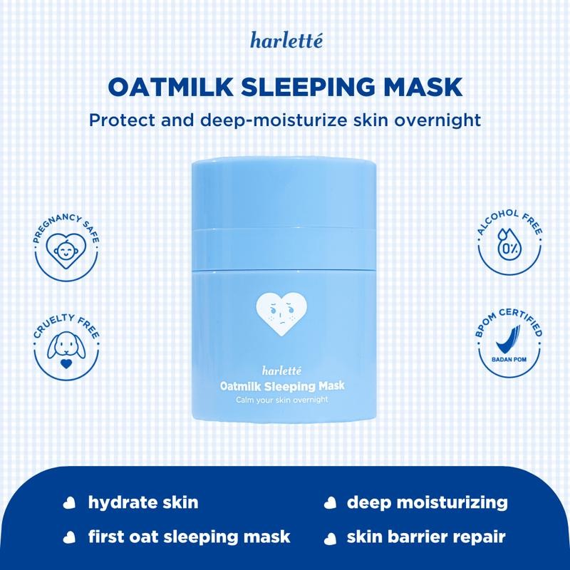 

Harlette Oatmilk Sleeping Mask | Acne Prone, Dry, Combination, Troubled Skin, Melembapkan, Hydrating, Night Cream, Moisturizer, Moisturiser, Skincare