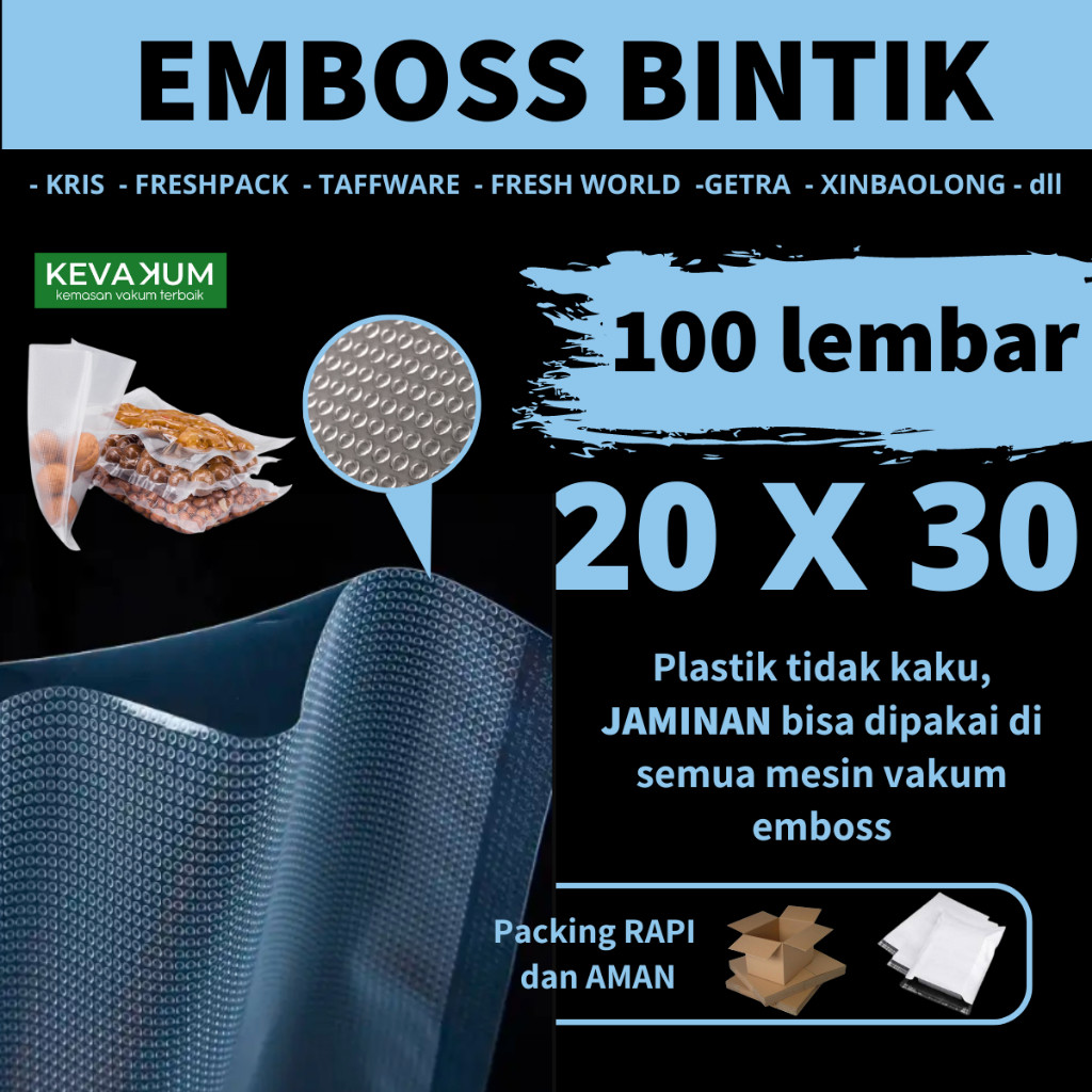 Plastik Vakum  Embos 20x30 isi 100 lembar Plastik Vacum Makanan