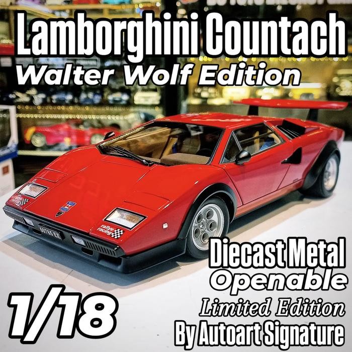 Diecast Lamborghini Countach Walter Wolf Edition Red By Autoart Signature  Metal Openable Limited Ed