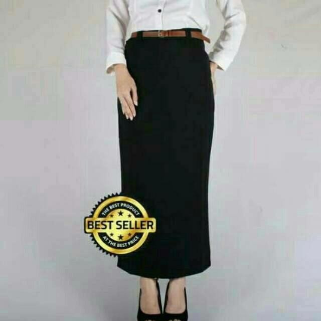 ROK SPAN PANJANG ROK SPAN KERJA WANITA ROK SPAN FORMAL PANJANG ROK - Hitam, L