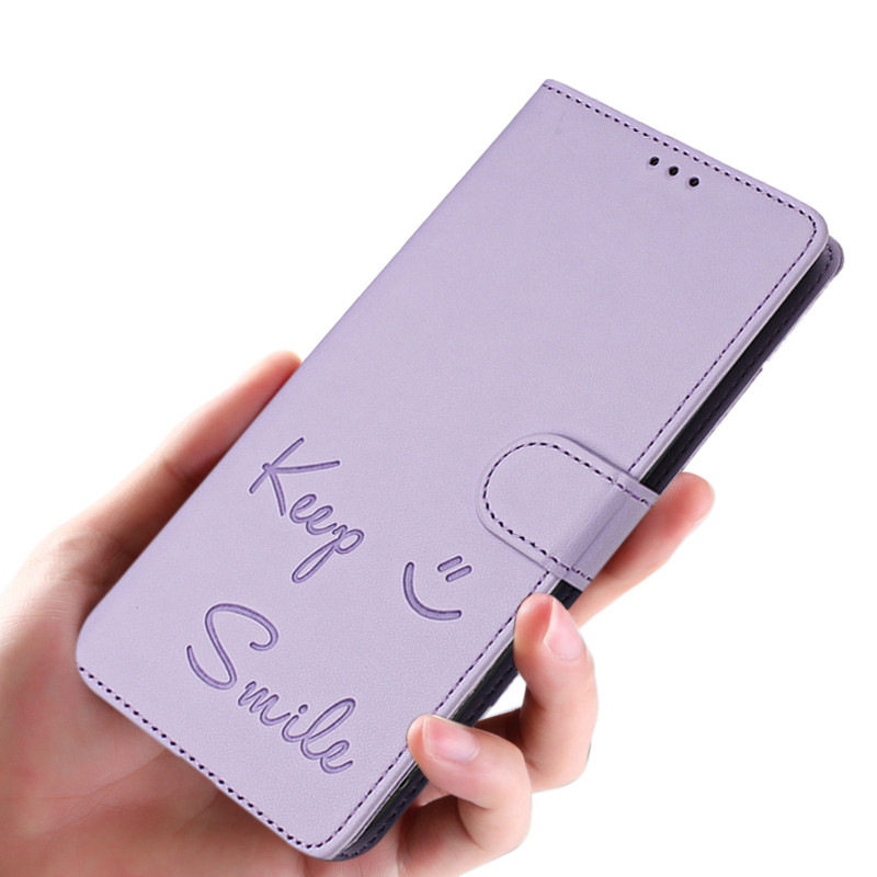 Phone case Sharp Aquos Wish 5 Keep Smile Relief Pattern Phone Holder Flip Cover Back Cover Sharp Aqu
