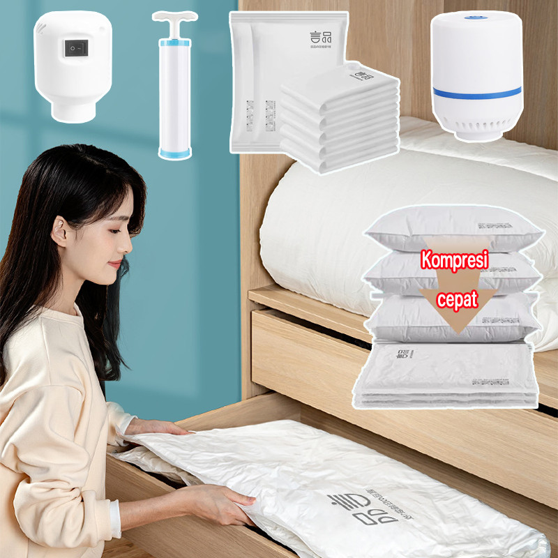 Vakum Anti Air Plastik Kompresi Vakum Bag / Vacum Kantong Pakaian Travel / Vacum Baju Tas Bag / Dapa