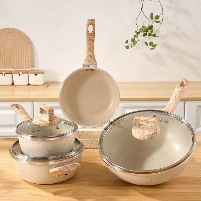 Panci Set 4 IN 1 Anti Lengket Panci Isi 3 Tutup Kaca Panci Set Pot Cookware Set Anti Lengket