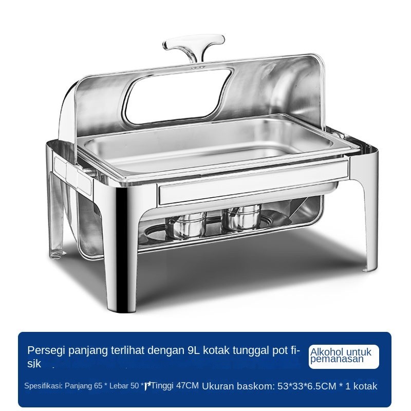 Homiya Corner - Prasmanan Stainless Steel RollTop 9L Anti Karat Elegan Untuk Acara Besar CF012-KS