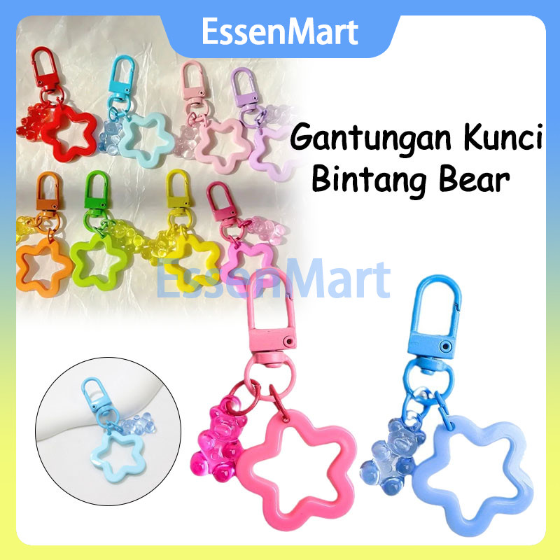 Bintang Gummy Bear Gantungan Kunci Cute Gantungan Tas Keychain / Gantungan Kunci Bintang Bear/ Airpo