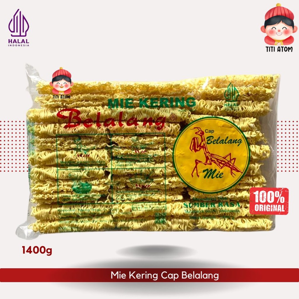 

Mie Kering Goreng Kuah Cap Belalang 1400g