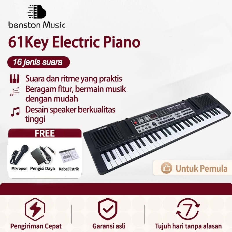 Benston Music-Piano Elektronik/ 61-Key Piano Gulung Elektronik/Piano Latihan Pemula