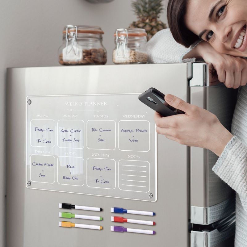 

Weekly Planner Magnet Kulkas Akrilik Custom Dinding Schedule Board untuk Dinding Kantor