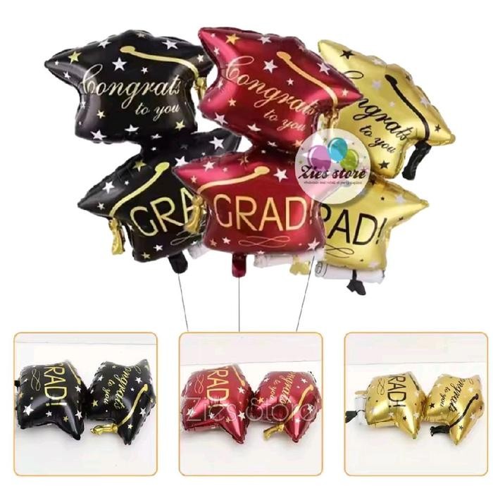 Balon Foil Graduation Congrats To You Grad / Balon Sarjana Topi / Balon Topi Graduate - Burgundy