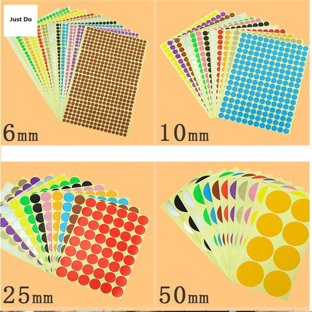 

8mm /10mm,15sheets,orange Dot Labels, green Circle stickers, black Round Stickers