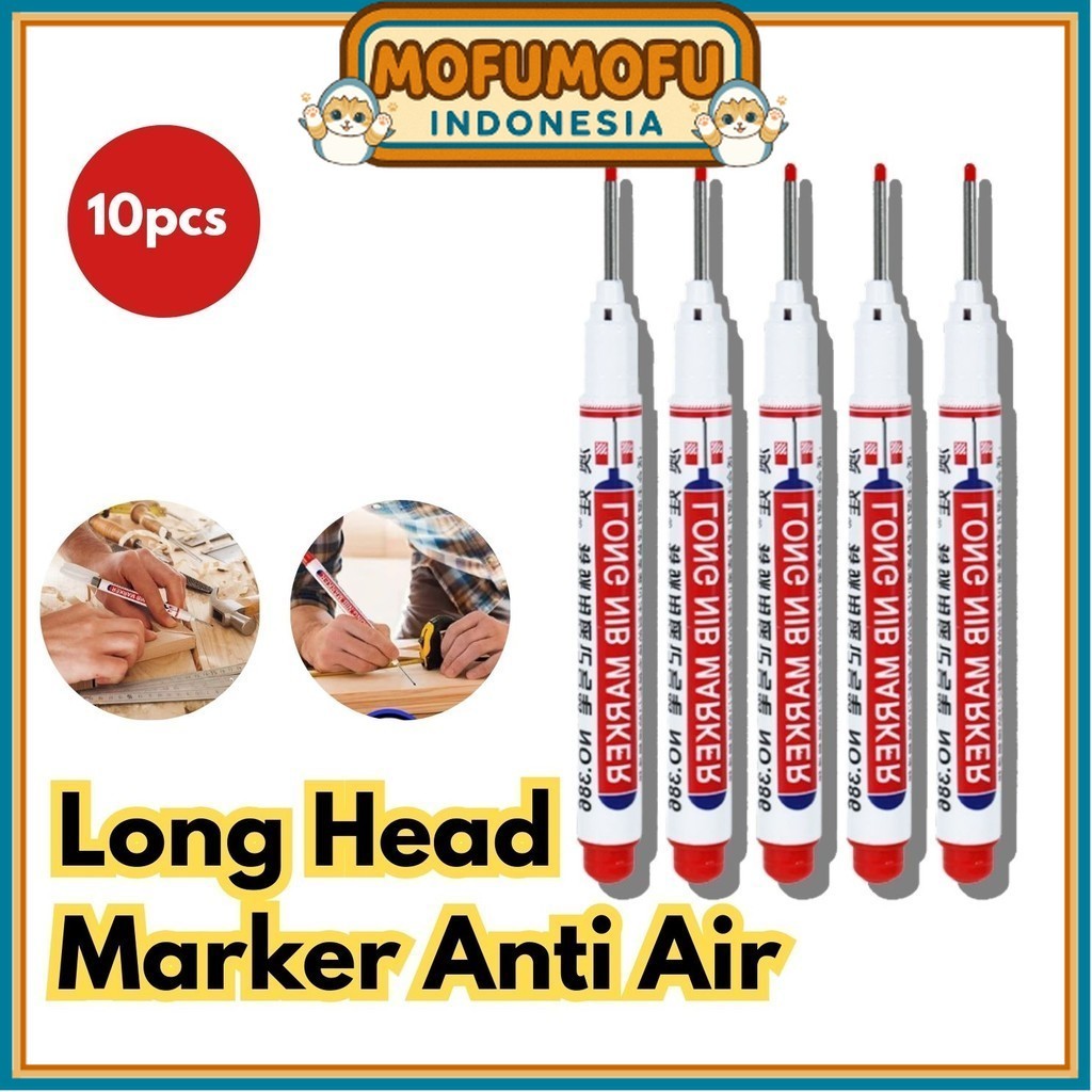 

10pcs Long Head Marker Kepala Multiguna BR158 Panjang 20mm Anti Air Long Nib Marker Spidol
