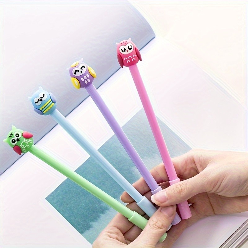 

4Pcs/Set 0.5mm Creative Owl Gel Pens, Writing Stationery Black Business Office School Signature Supply Gifts