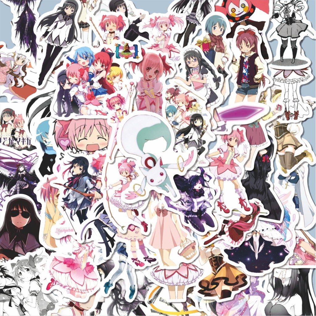 

100PCS Lucu Anime Magica Madoka Stiker Aesthetic Stiker Anti Air Stikers Berperekat Waterproof sticker decal buat Motor Helm Buku Journal Koper Casing HP Laptop Botol Minum Hadiah anak