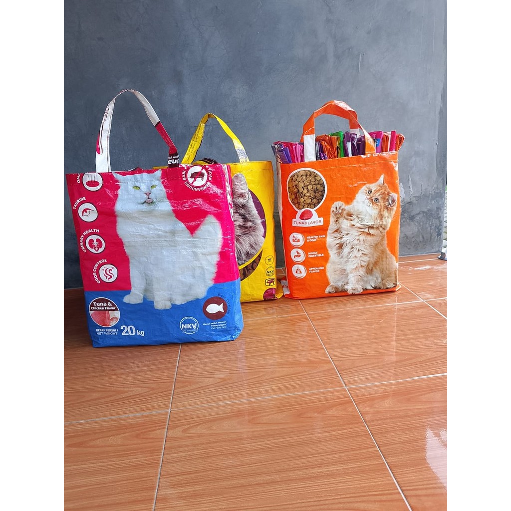 Tas Karung Serbaguna Resleting Tas Laundry Tas Karung Besar Kuat Kerajinan Daur Ulang