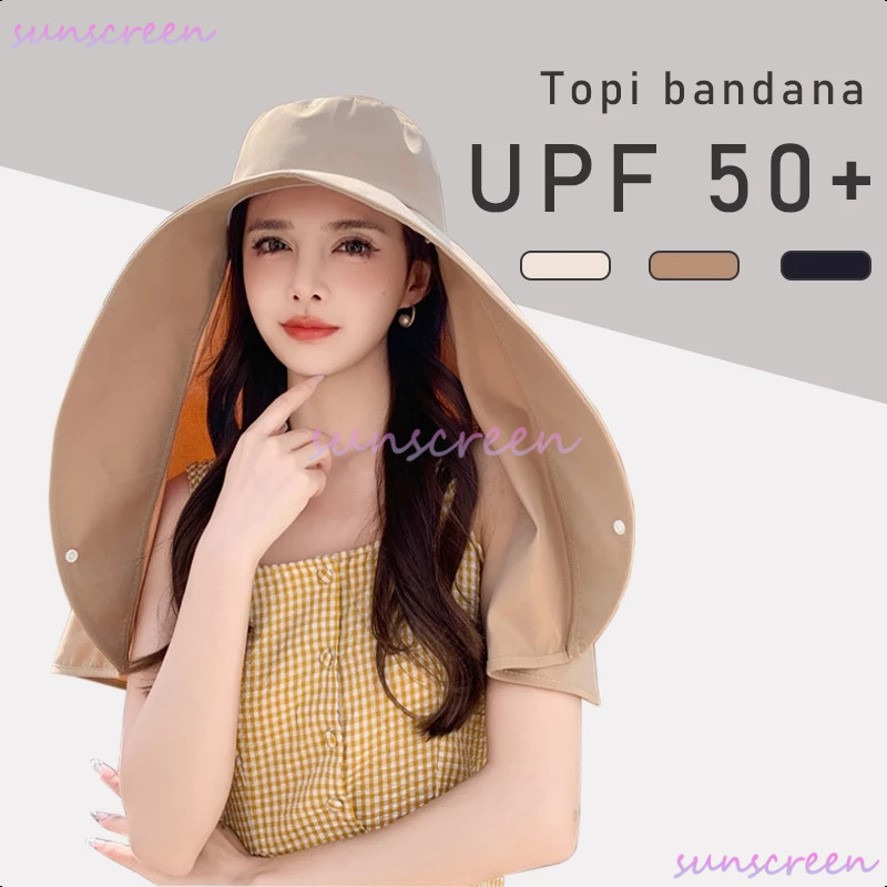 Topi anti uv wanita kekinian import  topi matahari  wanita terbaru Selendang pelindung matahari baru