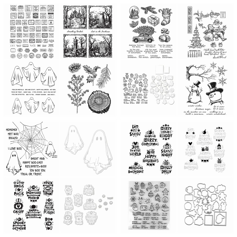 

Forest Floor Clear Stamps and Cutting Dies, Curator Halloween Whatnots DIY Scrapbooking Supplies Metal Dies Silicone Stamps