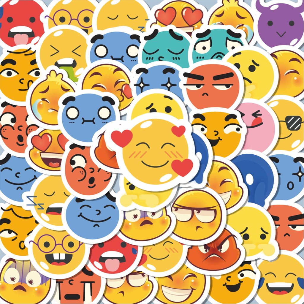 

100PCS Lucu Stiker Kartun Emoticon Stiker Aesthetic Stiker Anti Air Stikers Berperekat Waterproof sticker decal buat Motor Helm Buku Journal Koper Casing HP Laptop Botol Minum Hadiah anak