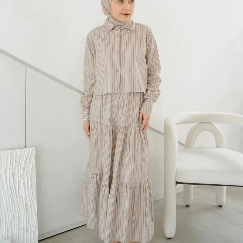 KIELO - ZRD SET MAXITA KEMEJA DENGAN ROK PANJANG MODEL TERBARU VIRAL / CLARA One Set | Kemeja Wanita