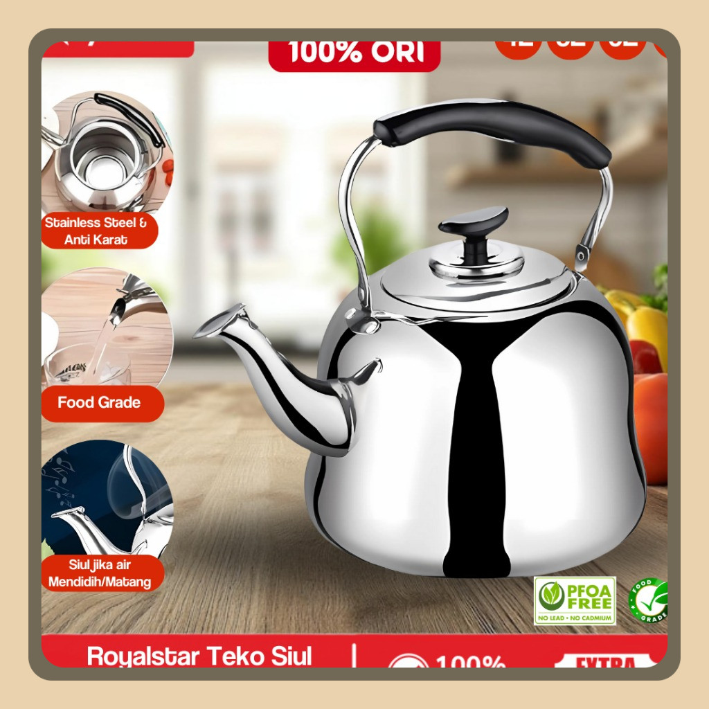 Royalstar Ceret Teko Stainless Bunyi Siul Anti Karat Ceret Bunyi Untuk Masak Air Stainless Steel