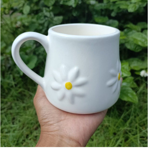 BH GELAS MUG BUNGA MATAHARI SUNFLOWER MUG GELAS KERAMIK CANTIK UNIK