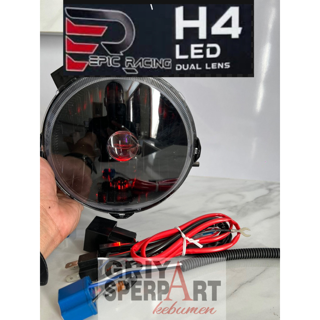 lampu depan xride x-ride custome biled mini laser H4 cahaya biled asli + Relay