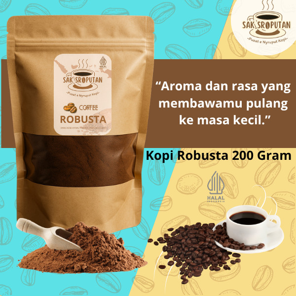

kopi bubuk Robusta kemasan 200 gram rasa sedap dan mantap bubuk kopi robusta 200 gram