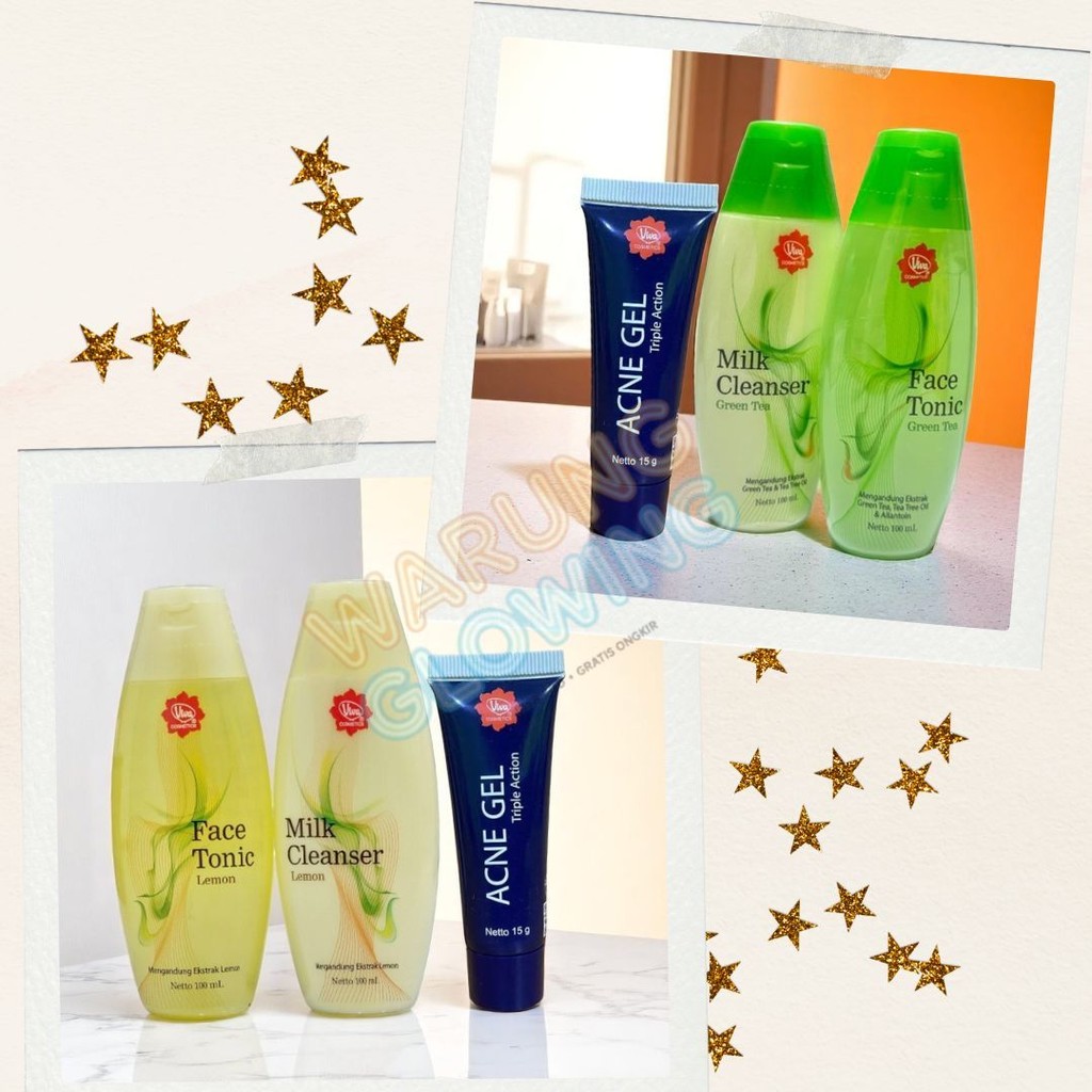 Paket Viva 3in1 Perawatan Wajah Berjerawat Dan Berminyak FACE TONIC+ MILK CLEANSER + ACNE GEL