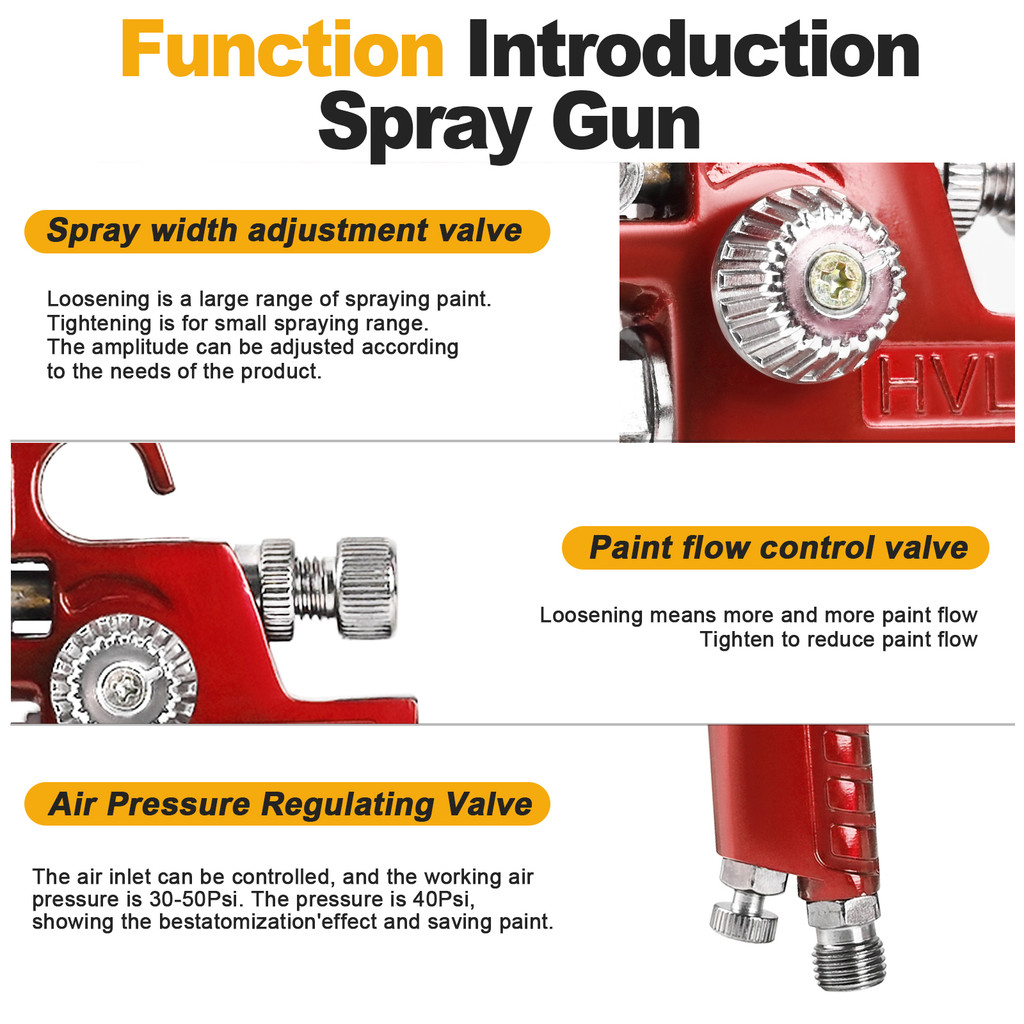 

Professional 0.8/1.0mm Nozzle 125ml Mini Pneumatic Spray Gun H-2000A Paint Spray Gun Airbrush Automotive Paint Guns