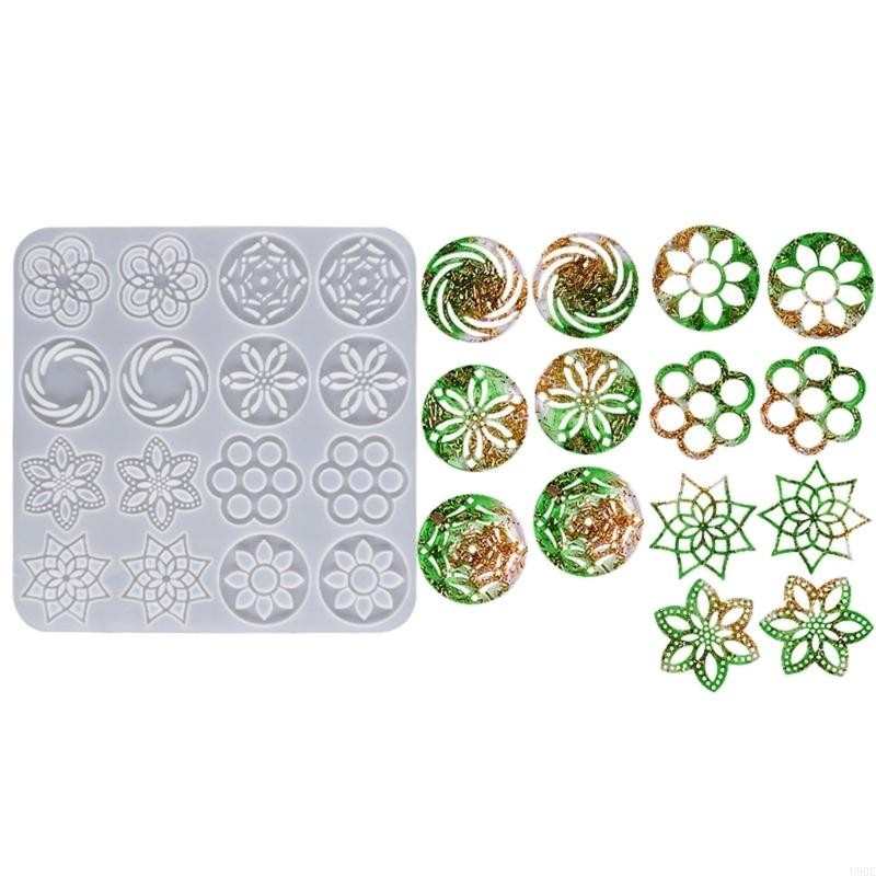 

U90E Hollow Flower-shaped Earrings Mould Silicone Epoxy Resin Molds DIY Necklace Jewellery Making Keychain Decoration