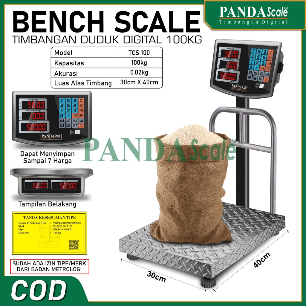 PANDA SCALE Timbangan Duduk Digital 100kg PD-TCS-100