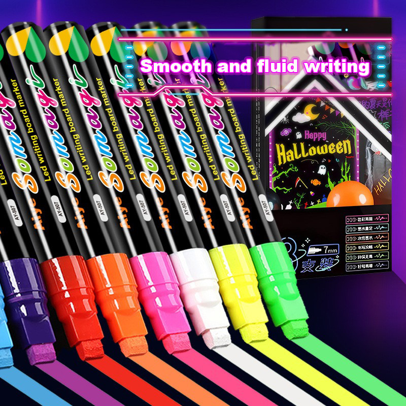 

Liquid Erasable Chalk Markers Pens 6/8 Colors Washable & Wet Erase Neon Art Makers for Blackboard Chalkboard Signs Glass Window