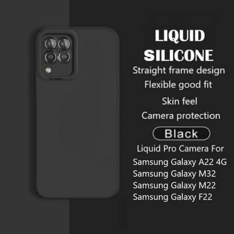 Softcase/Slicon Samsung Galaxy A22 4G/5G/M32/M22/F22 Casing Full Hitam Macaron Casing Handphone