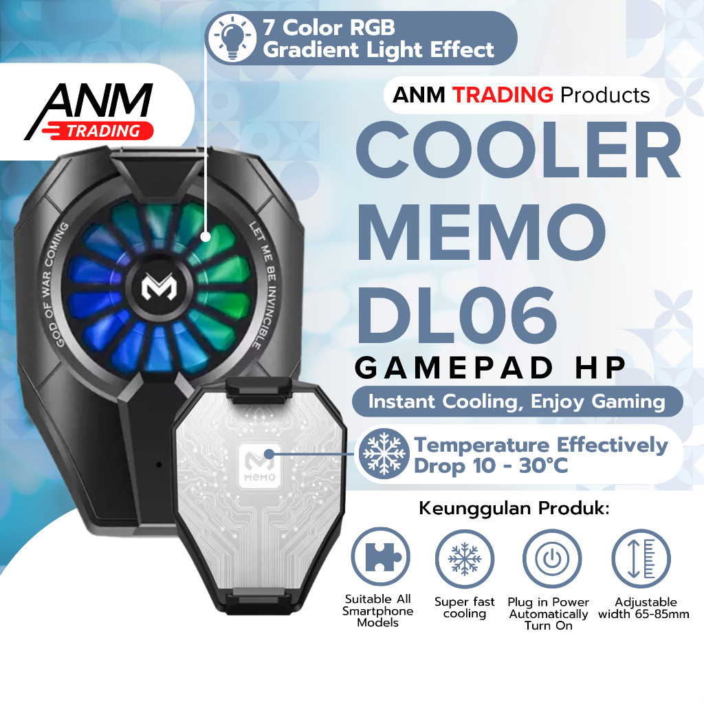 Cooler Handphone MEMO DL06 Gaming Fan Cooler / Pendingin / Gamepad HP