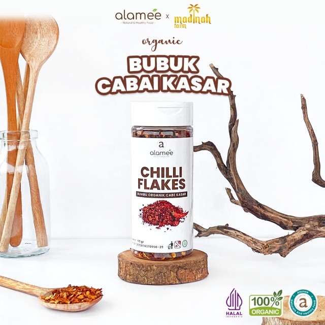 

Cabe Bubuk Kasar Chilli Flakes Cabai Bumbu Dapur Masak Organik Rempah Rimpang Murni Seasoning 50g madinah