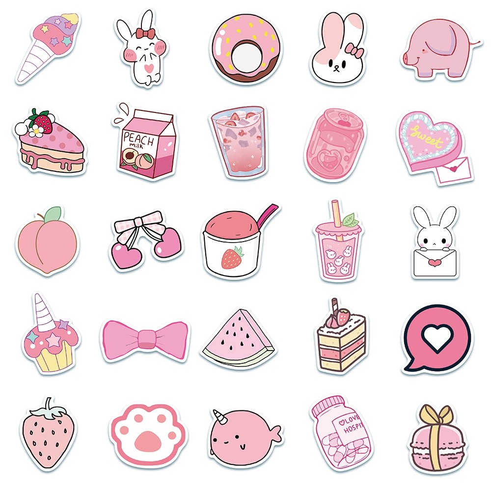 

Stiker seri gadis segar merah muda yang lucu stiker untuk Buku Tempel/Buku Harian/HP/Dekorasi Laptop/Sticker Helm Tahan Air Vinil/Stiker Tablet Ponsel stiker tahan air