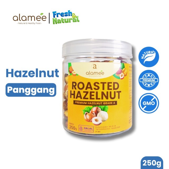 

ALAMEE Kacang Hazelnut Panggang Hazelnut Roasted Cemilan Sehat Rendah Kalori Kacang Kemiri 250gr fresh and natural