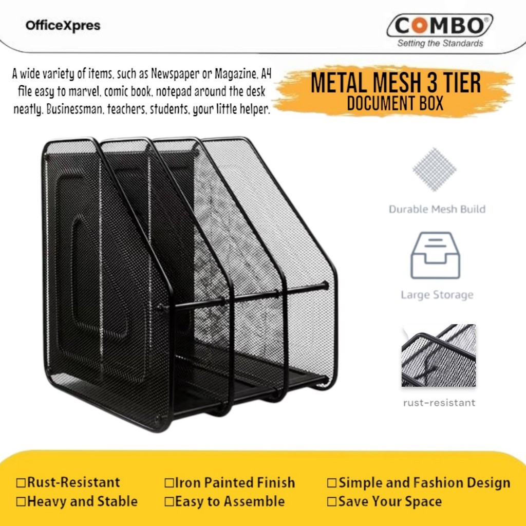 

Rak Box File Kantor 3 Tier / Rak Dokumen Layer / Document Rack / File Tray Organizer Meja / Rak Penyimpanan