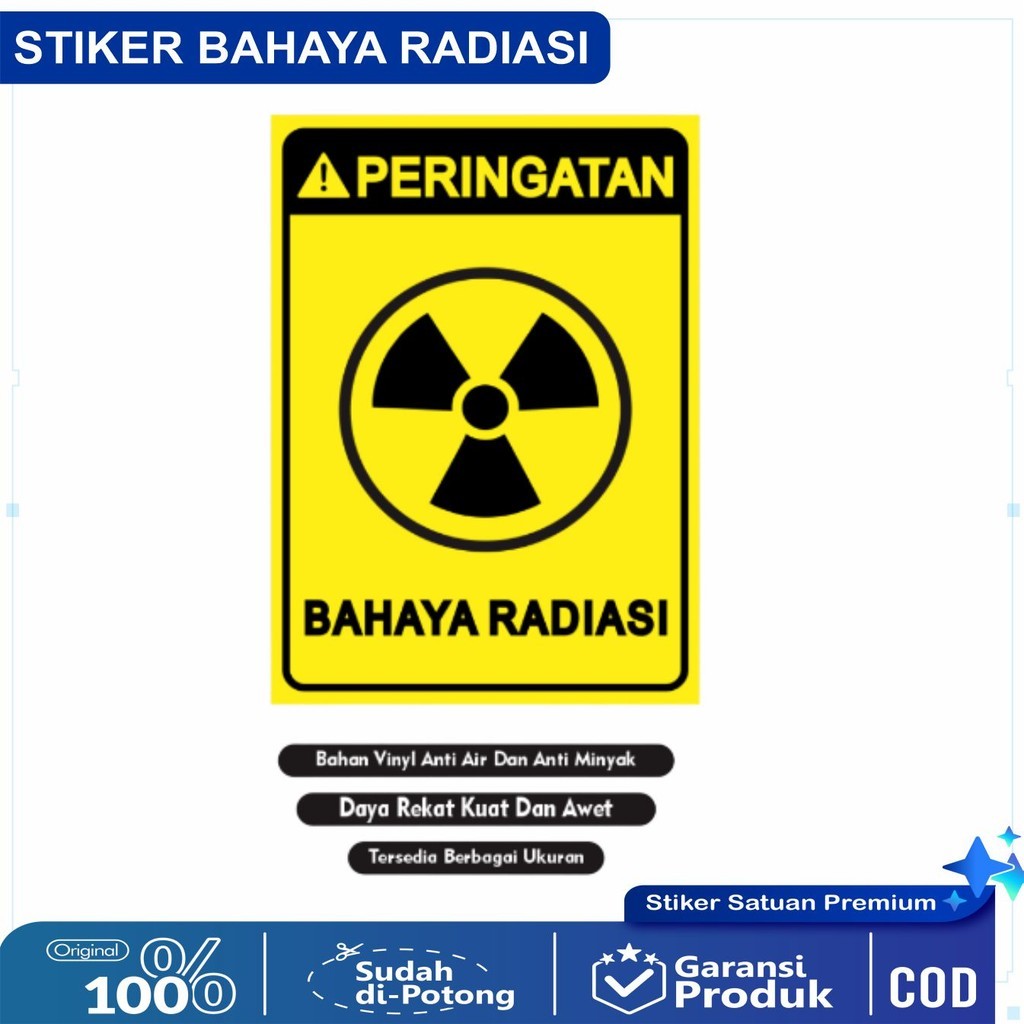 

Sticker Peringatan bahaya radiasi / stiker awas bahaya radiasi / Sticker radiasi
