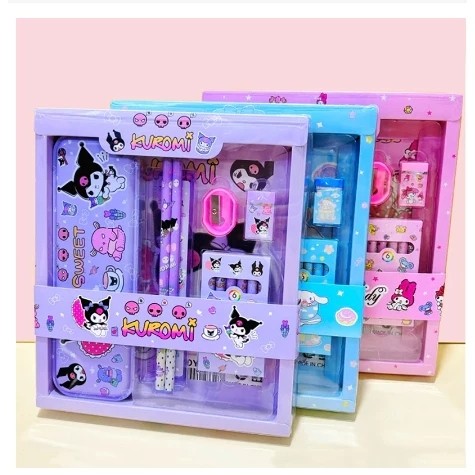 

Gift Set Perlengkapan STATIONERY Tulis Anak Sekolah 6 in 1 & 7 in1/ Set Alat Tulis Anak Karakter Melody Cinamarol Kuromi