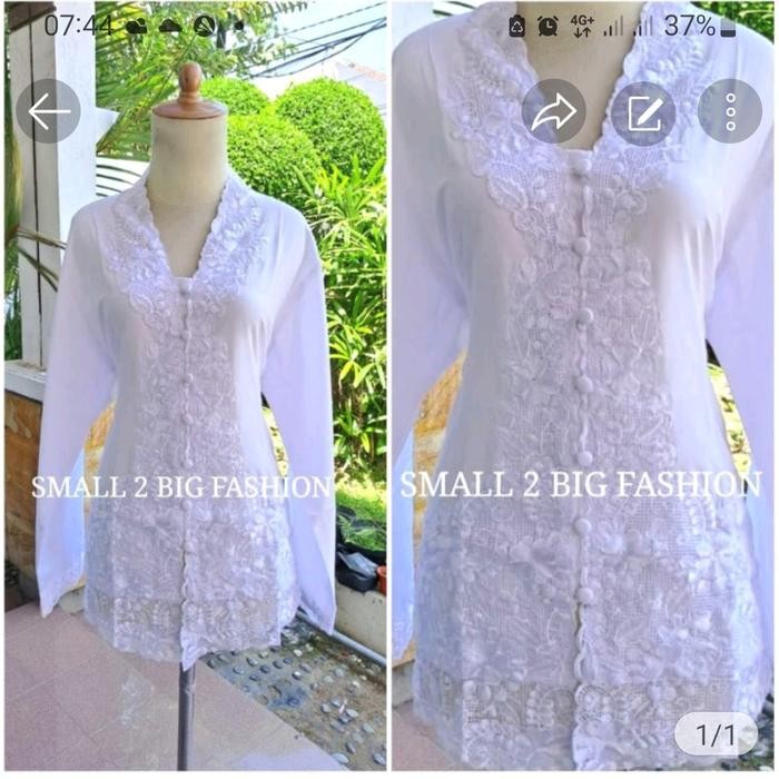 kebaya panjang putih / kebaya katun / kebaya modern / kebaya encim - S