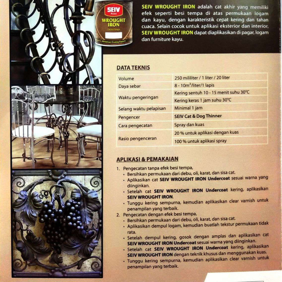 

Seiv Cat Minyak Kayu Dan Besi 0,95 Liter Tempa SEIV WROUGHT IRON 0,95L