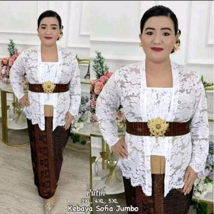

Kebaya bali/kutu baru sofia jumbo LD sampai 130cm - putih