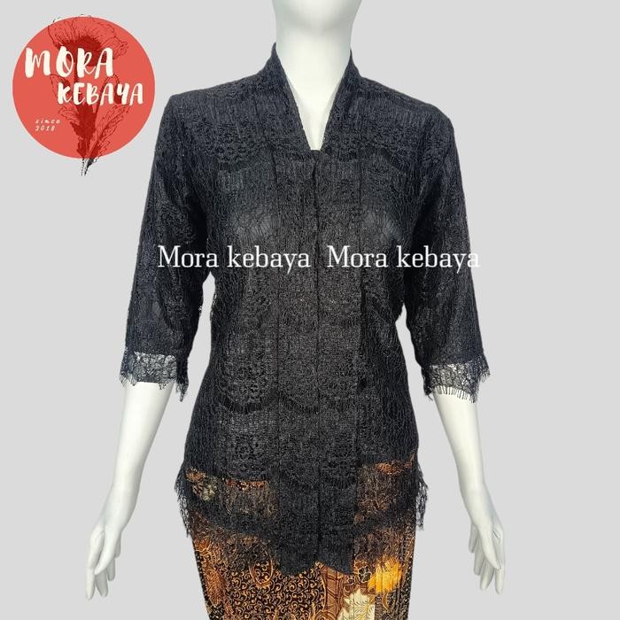kebaya encim modern/kebaya encim lengan 7/8/kenbaya kartini - hitam, s
