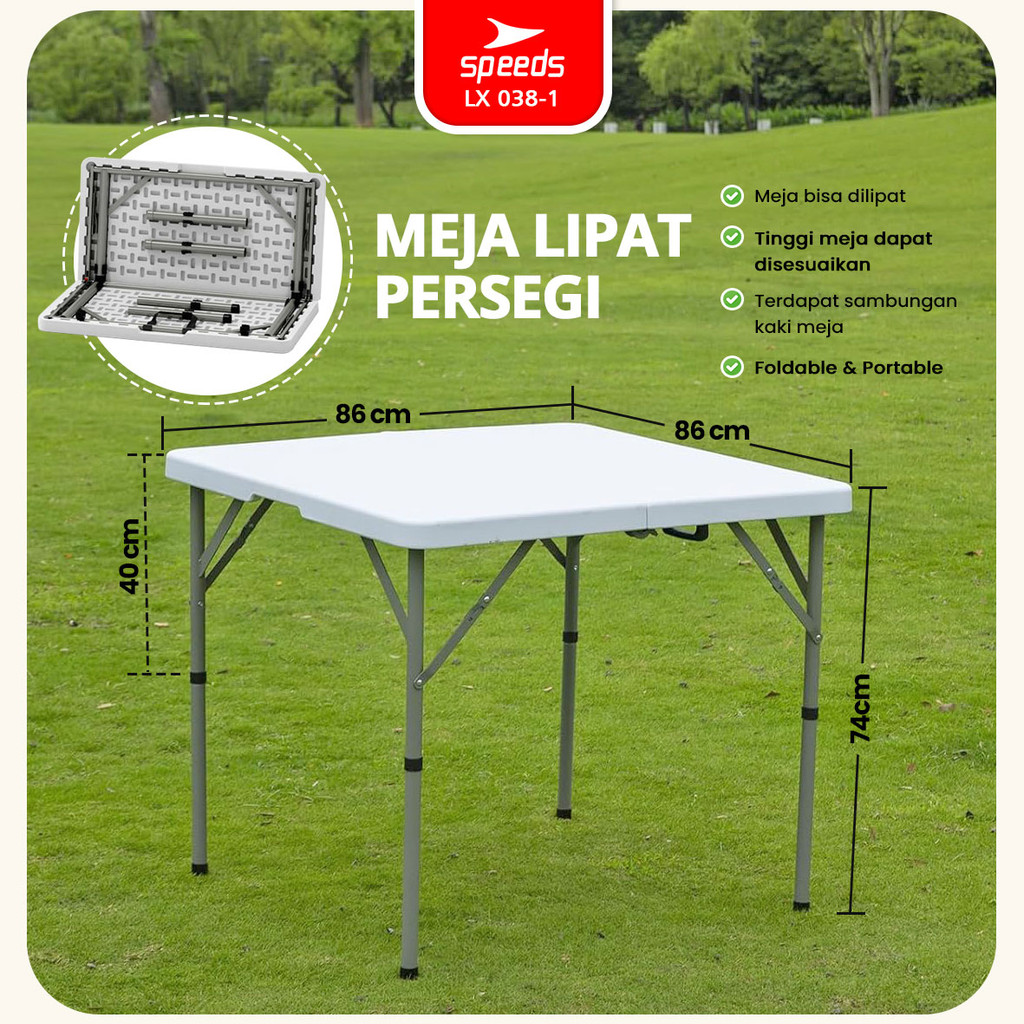 SPEEDS Meja Lipat Plastik Meja Piknik Pameran Serbaguna Besar Meja Makan Meja Portable 038-1