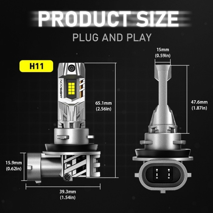 Lampu led Mobil NOVSIGHT N63 Headlight H4 H7 H11 9005 - H11