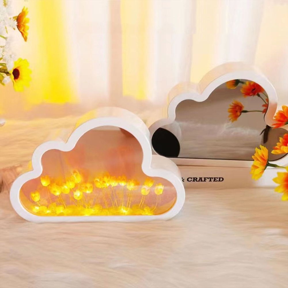 Tulip Night Light Simulation Flower Bedroom, Sleeping Table Lamp, Home Decoration, Cloud Mirror, Gir