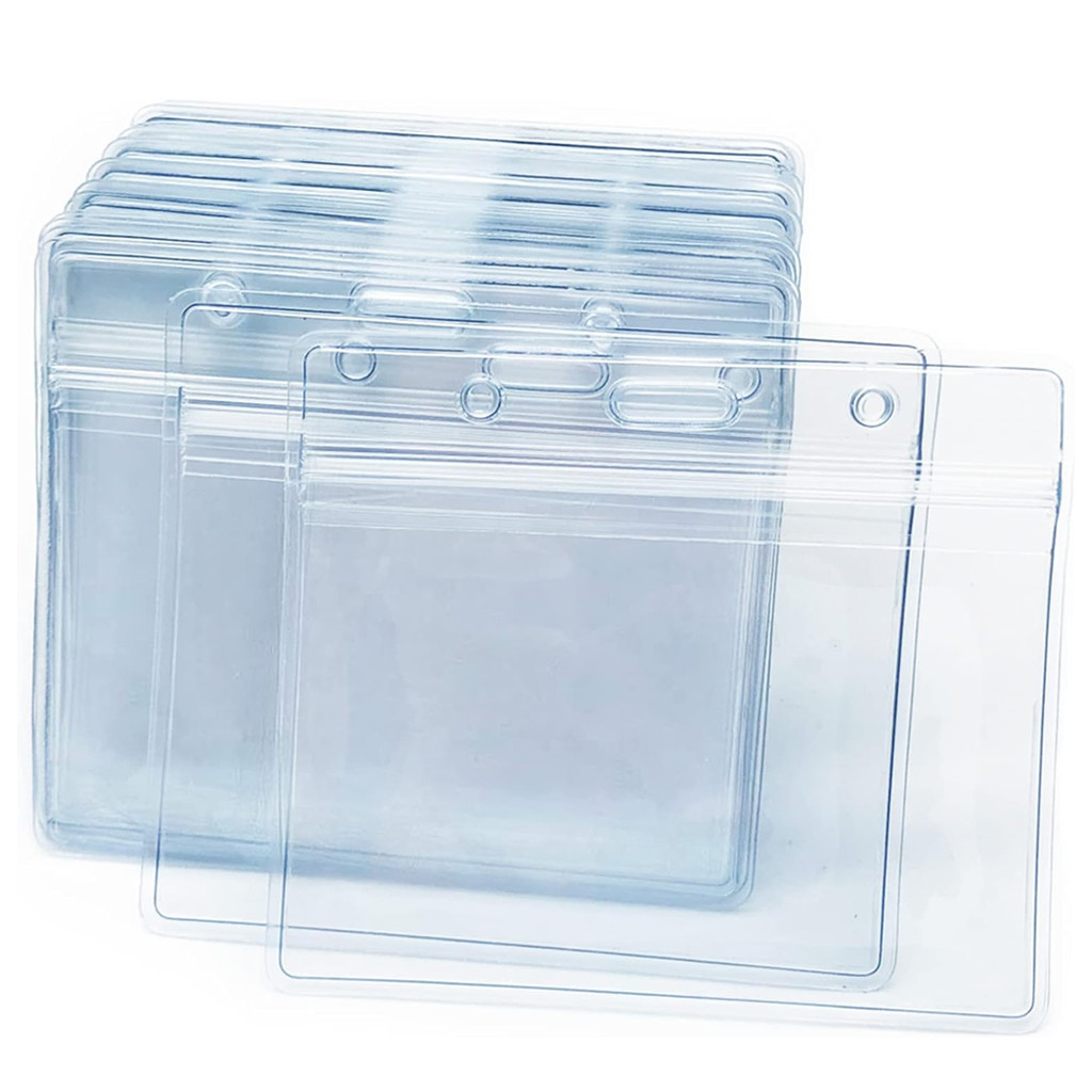 

10pcs Transparent horizontal ID card holder, high-quality ID card holder badge, sealed, waterproof, high quality