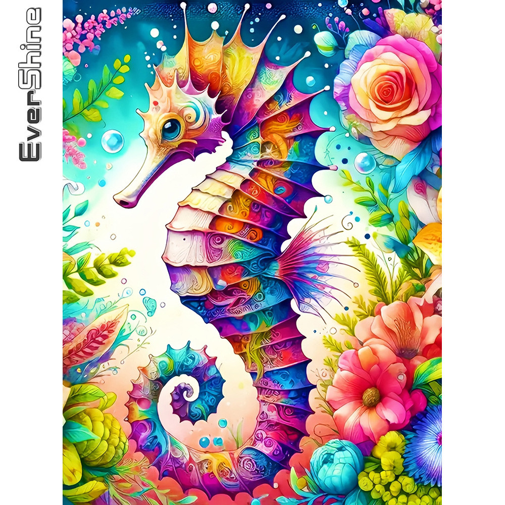 

EverShine 5D DIY Diamond Embroidery Hippocampus Complete Kit Painting Animal Full Display Mosaic Flower 2024 New Kids Room Decor