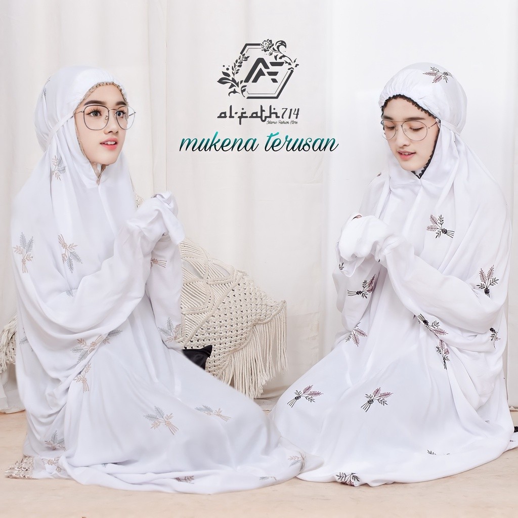 JUANXSHOP Mukena Terusan Dewasa Putih Mukenah Lajuran Bordir Mukena Langsungan Jumbo terbaru 2021